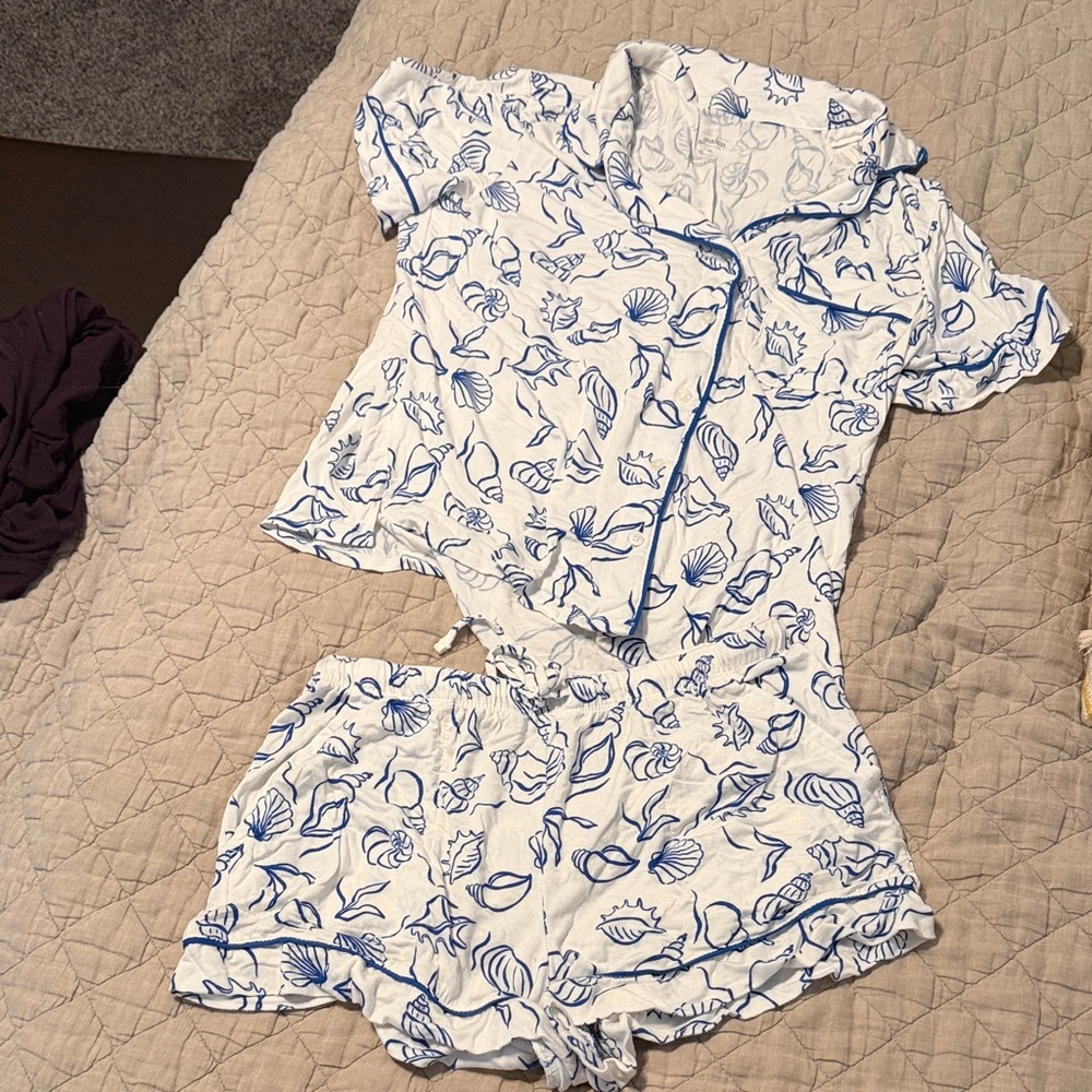 Auden Blue and White Seashell Pajama Set
